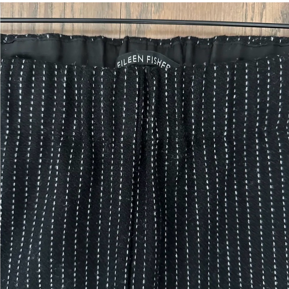 Eileen Fisher Wool Blend Tapered Ankle Women’s Black Pinstripe Pants